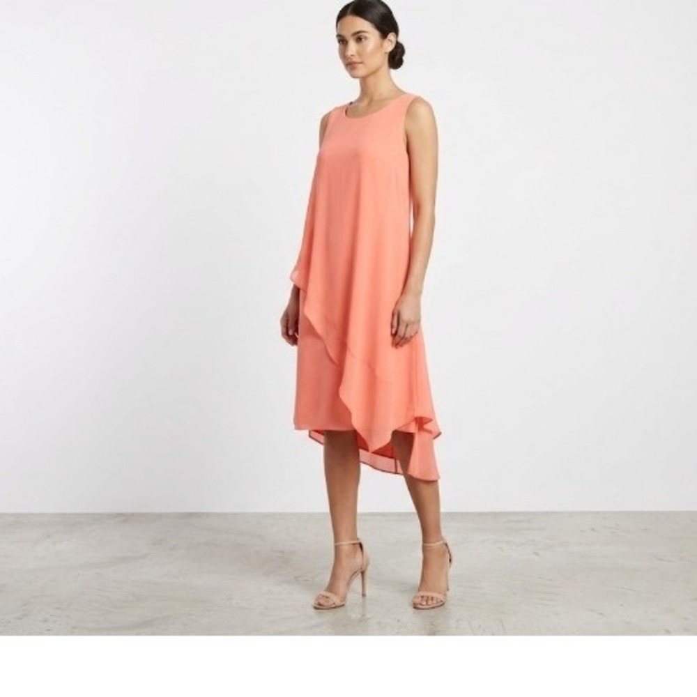 The Limited Sheer Ruffle Cocktail High Low Dress XS Tall